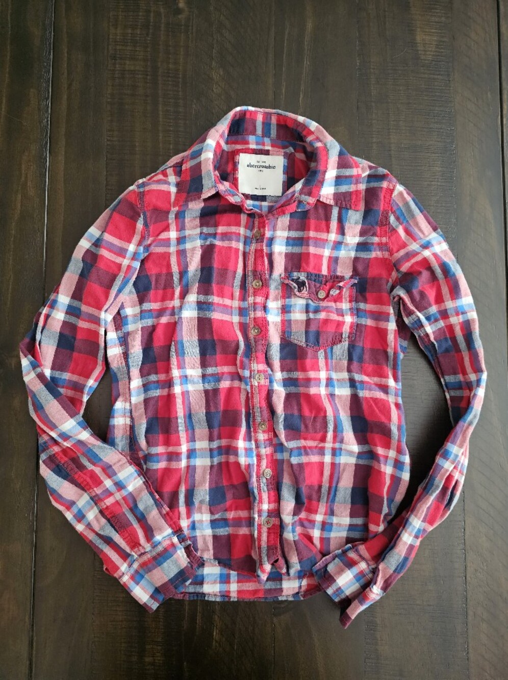 abercrombie kids Red, Blue & White Plaid Button-Down Shirt